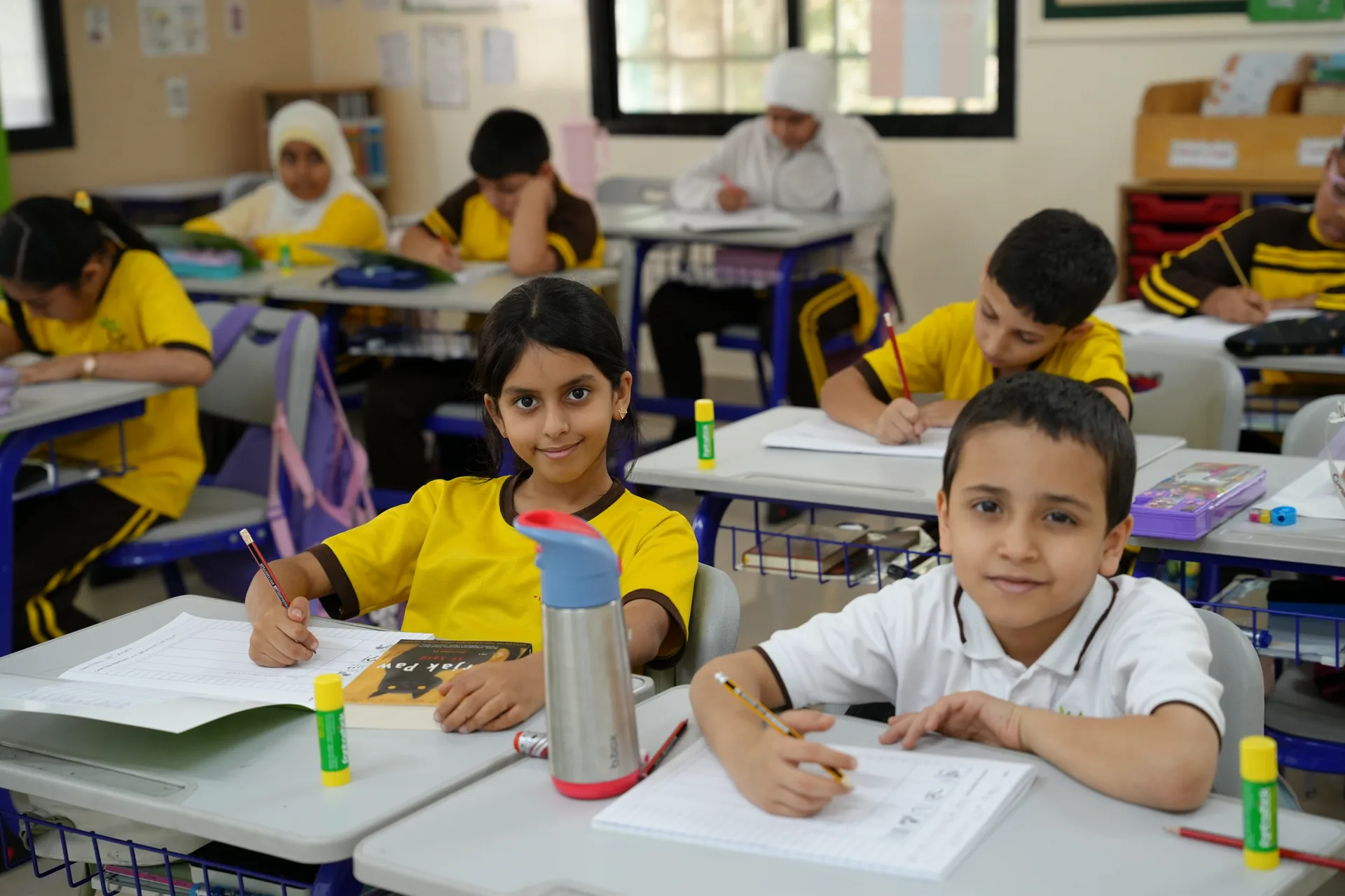 Primary students learning
