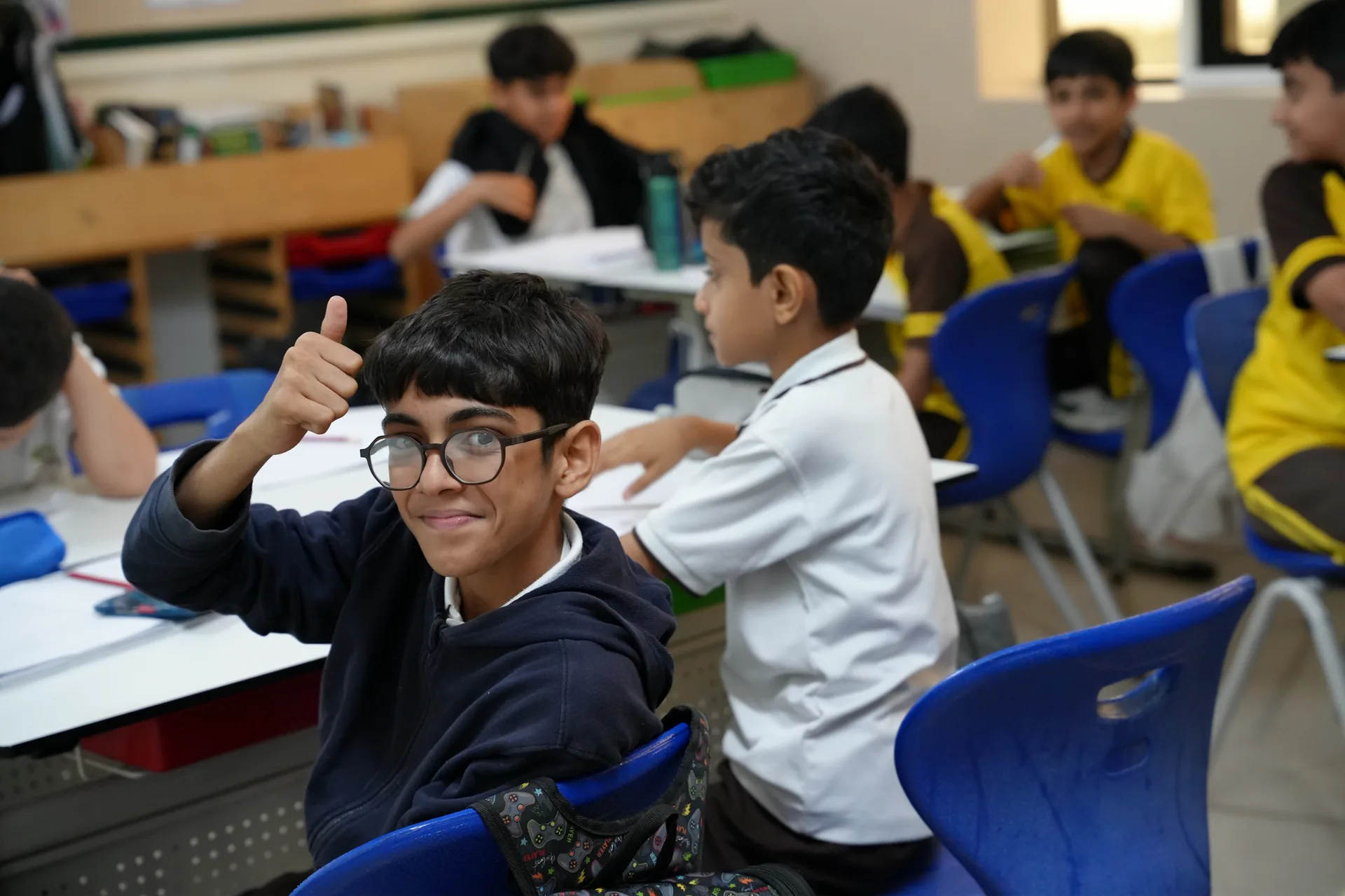 Students learning in a smart classroom